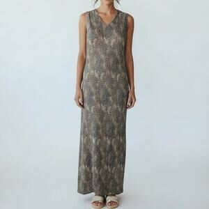 Perceptions New York Black Gold Speckled Maxi Dress V Neck 8
